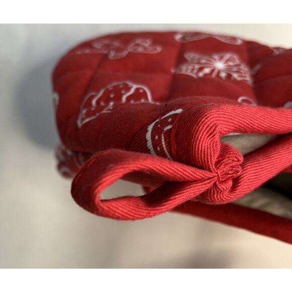 Belle Butler Mini Oven Mitts 2 Pack Silicone Heat Resistant 7 Inch Red Holiday - Picture 4 of 8